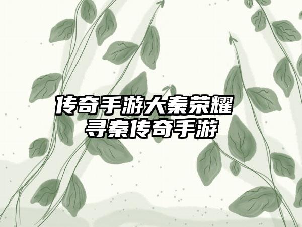 传奇手游大秦荣耀 寻秦传奇手游