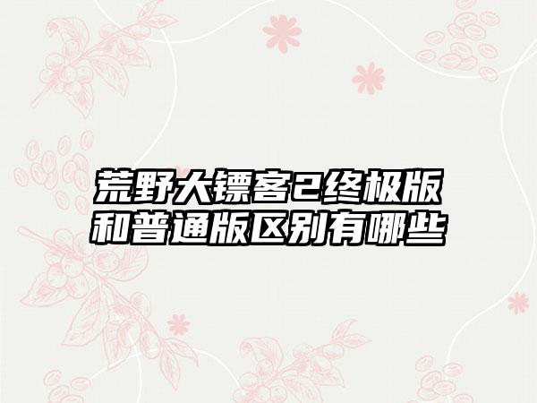 荒野大镖客2终极版和普通版区别有哪些