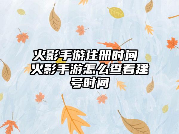 火影手游注册时间 火影手游怎么查看建号时间