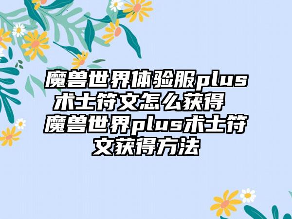 魔兽世界体验服plus术士符文怎么获得 魔兽世界plus术士符文获得方法
