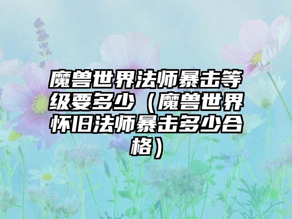 魔兽世界法师暴击等级要多少（魔兽世界怀旧法师暴击多少合格）
