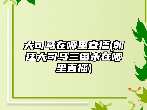 大司马在哪里直播(朝廷大司马三国杀在哪里直播)