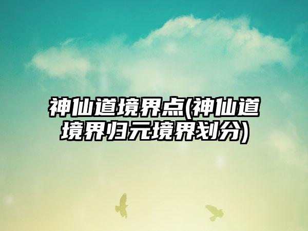 神仙道境界点(神仙道境界归元境界划分)