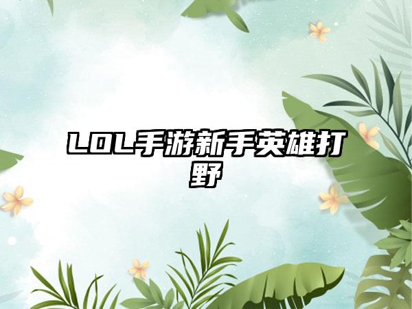 LOL手游新手英雄打野