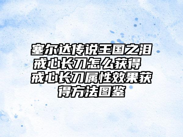 塞尔达传说王国之泪戒心长刀怎么获得 戒心长刀属性效果获得方法图鉴