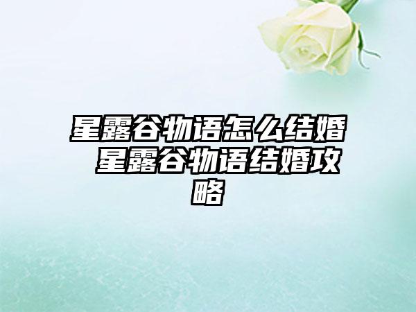 星露谷物语怎么结婚 星露谷物语结婚攻略