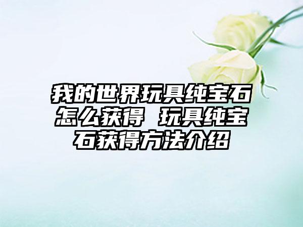 我的世界玩具纯宝石怎么获得 玩具纯宝石获得方法介绍