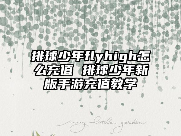 排球少年flyhigh怎么充值 排球少年新版手游充值教学