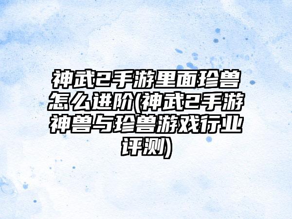 神武2手游里面珍兽怎么进阶(神武2手游神兽与珍兽游戏行业评测)