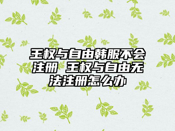 王权与自由韩服不会注册 王权与自由无法注册怎么办