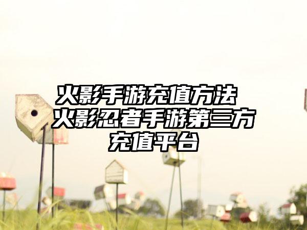 火影手游充值方法 火影忍者手游第三方充值平台