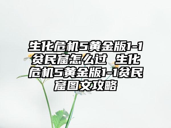 生化危机5黄金版1-1贫民窟怎么过 生化危机5黄金版1-1贫民窟图文攻略