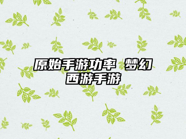 原始手游功率 梦幻西游手游