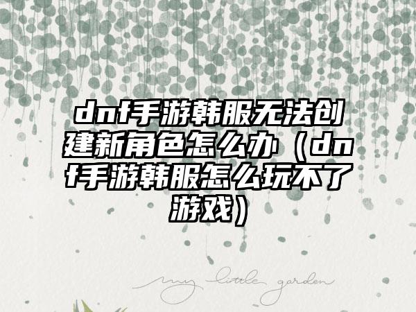 dnf手游韩服无法创建新角色怎么办（dnf手游韩服怎么玩不了游戏）
