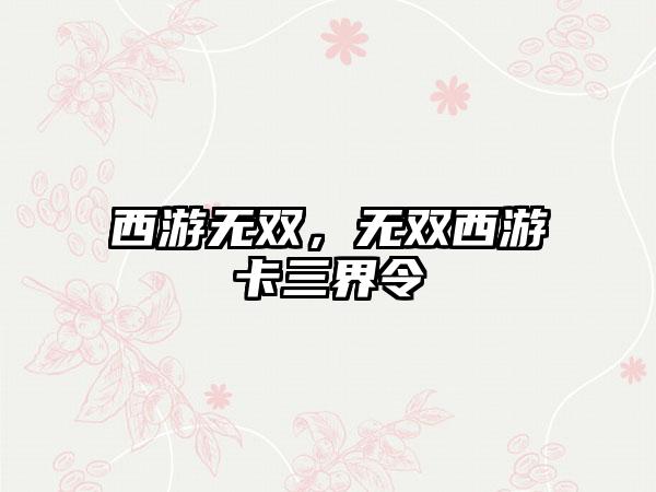 西游无双，无双西游卡三界令