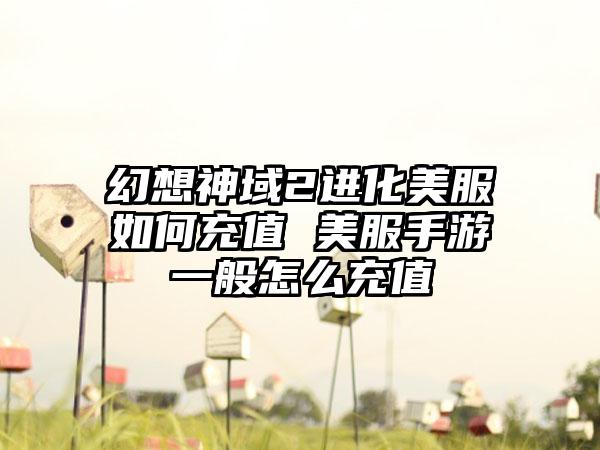 幻想神域2进化美服如何充值 美服手游一般怎么充值