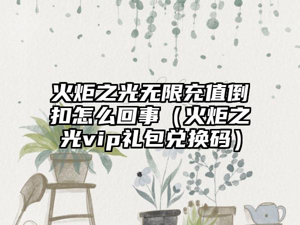 火炬之光无限充值倒扣怎么回事（火炬之光vip礼包兑换码）