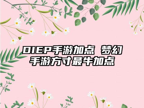 DIEP手游加点 梦幻手游方寸最牛加点