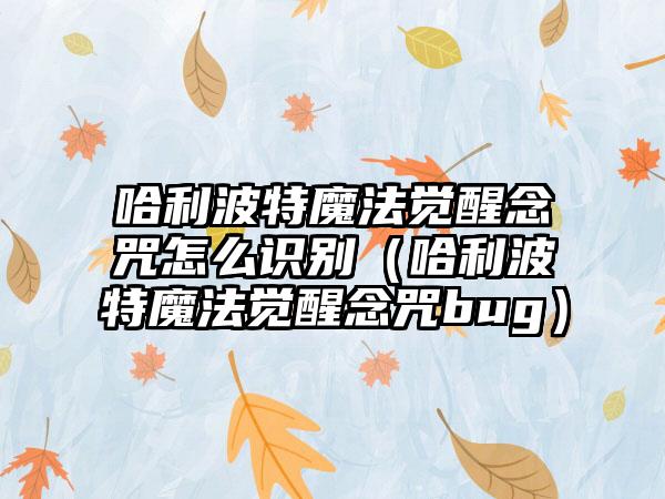哈利波特魔法觉醒念咒怎么识别（哈利波特魔法觉醒念咒bug）