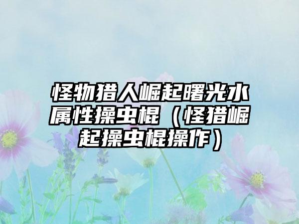 怪物猎人崛起曙光水属性操虫棍（怪猎崛起操虫棍操作）