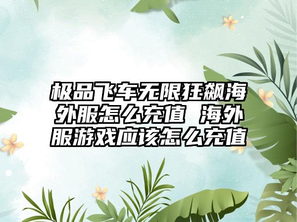 极品飞车无限狂飙海外服怎么充值 海外服游戏应该怎么充值