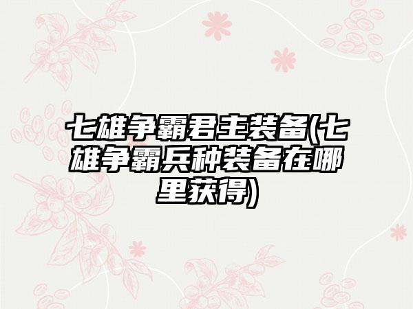 七雄争霸君主装备(七雄争霸兵种装备在哪里获得)