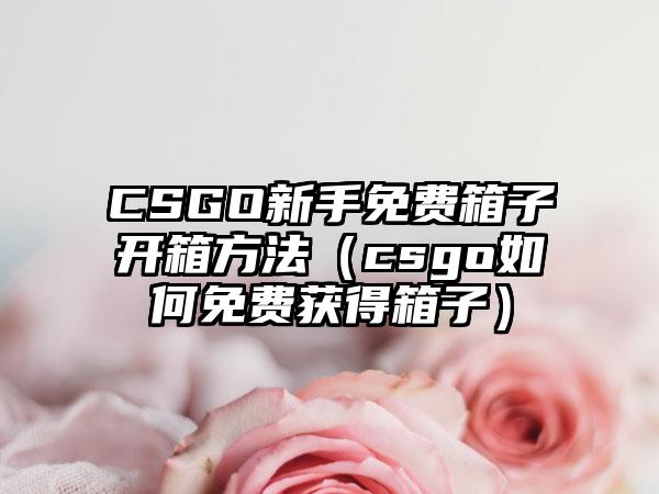 CSGO新手免费箱子开箱方法（csgo如何免费获得箱子）