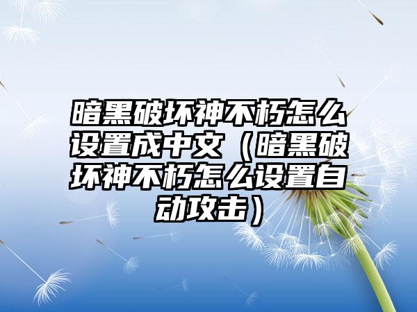 暗黑破坏神不朽怎么设置成中文（暗黑破坏神不朽怎么设置自动攻击）