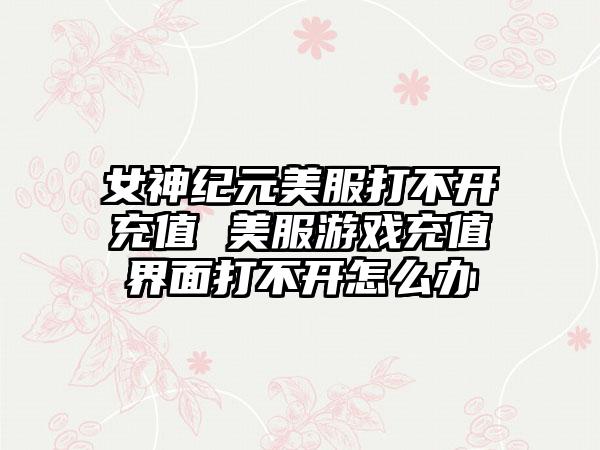 女神纪元美服打不开充值 美服游戏充值界面打不开怎么办