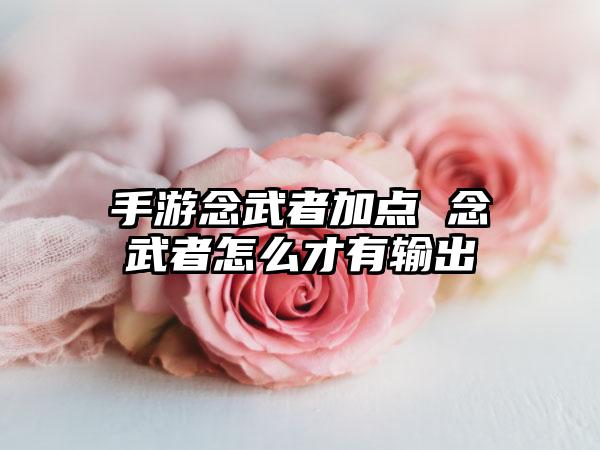 手游念武者加点 念武者怎么才有输出