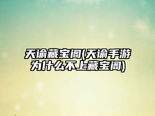 天谕藏宝阁(天谕手游为什么不上藏宝阁)