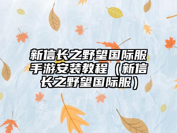 新信长之野望国际服手游安装教程（新信长之野望国际服）