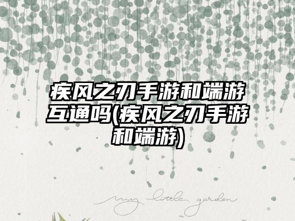 疾风之刃手游和端游互通吗(疾风之刃手游和端游)