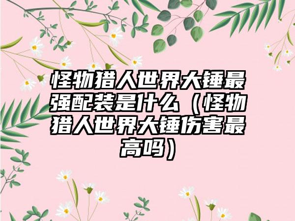 怪物猎人世界大锤最强配装是什么（怪物猎人世界大锤伤害最高吗）