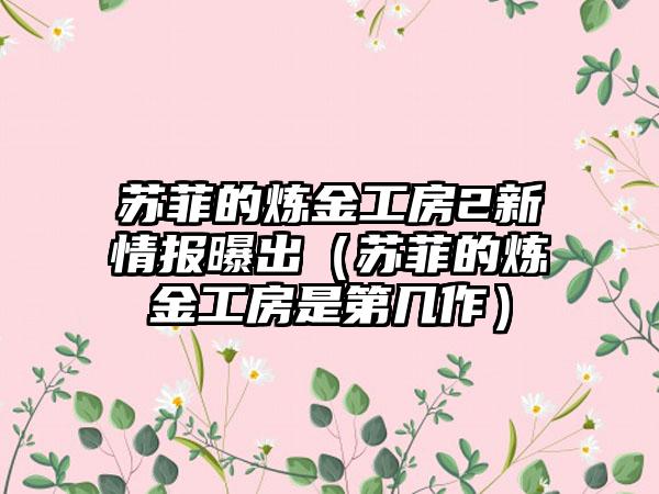 苏菲的炼金工房2新情报曝出（苏菲的炼金工房是第几作）