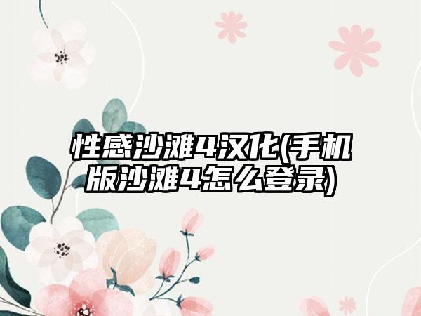 性感沙滩4汉化(手机版沙滩4怎么登录)