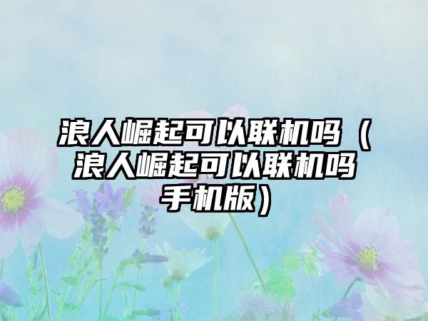 浪人崛起可以联机吗（浪人崛起可以联机吗手机版）