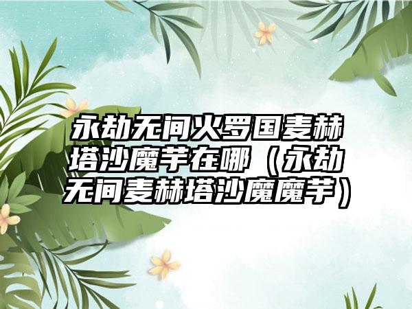 永劫无间火罗国麦赫塔沙魔芋在哪（永劫无间麦赫塔沙魔魔芋）