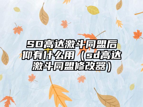 SD高达激斗同盟后仰有什么用（sd高达激斗同盟修改器）