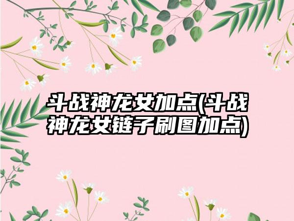 斗战神龙女加点(斗战神龙女链子刷图加点)