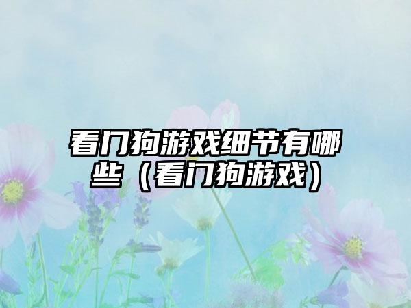看门狗游戏细节有哪些（看门狗游戏）