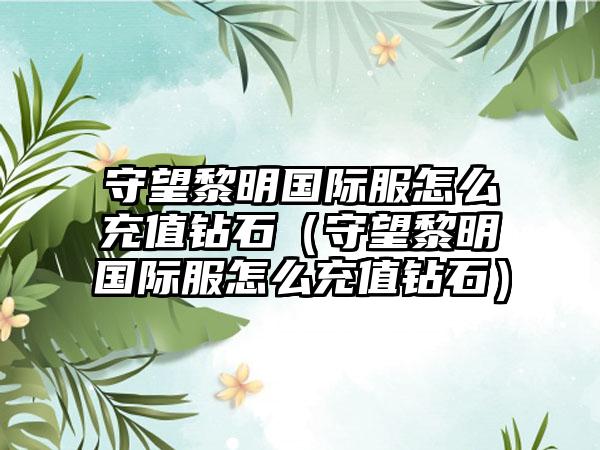 守望黎明国际服怎么充值钻石（守望黎明国际服怎么充值钻石）