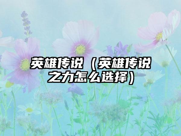 英雄传说（英雄传说之力怎么选择）