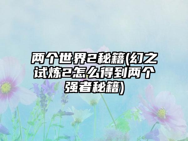 两个世界2秘籍(幻之试炼2怎么得到两个强者秘籍)