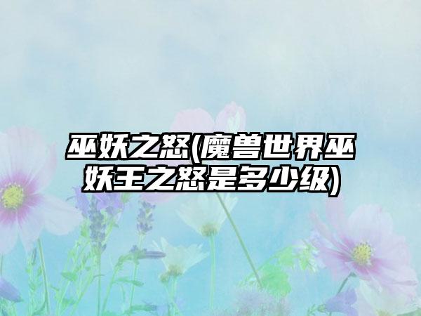 巫妖之怒(魔兽世界巫妖王之怒是多少级)