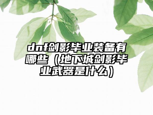dnf剑影毕业装备有哪些（地下城剑影毕业武器是什么）
