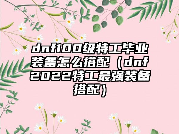 dnf100级特工毕业装备怎么搭配（dnf2022特工最强装备搭配）