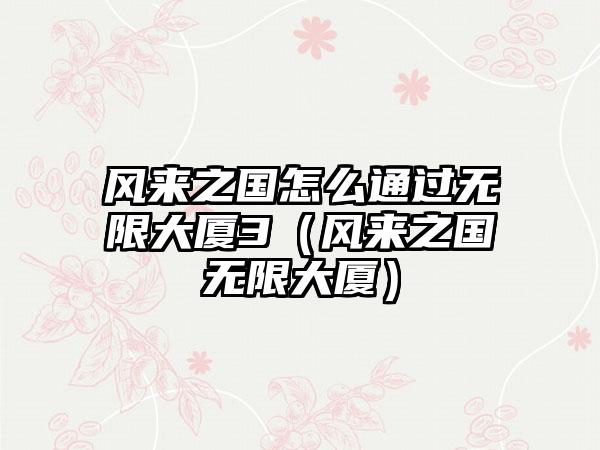 风来之国怎么通过无限大厦3（风来之国无限大厦）