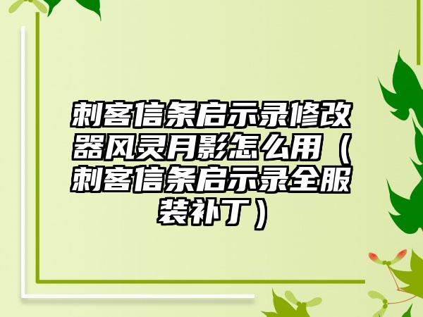 刺客信条启示录修改器风灵月影怎么用（刺客信条启示录全服装补丁）