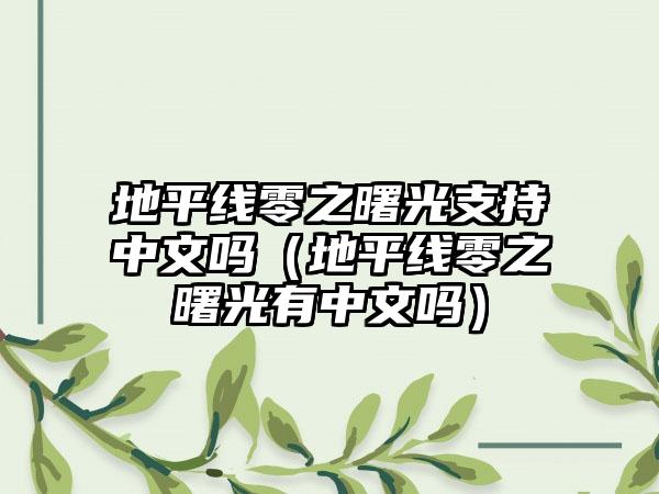 地平线零之曙光支持中文吗（地平线零之曙光有中文吗）